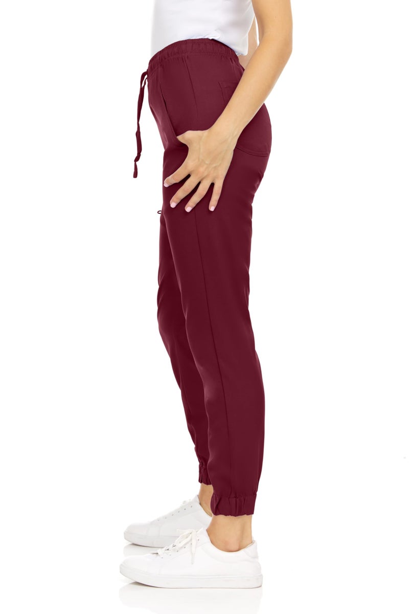 MediChic Womenâ€™s Medical Scrub Jogger Pants â€“ 4 Pockets, 4-Way Stretch, Moisture-Wicking, Anti-Wrinkle, Soft Flex Fabric Wine - Image 4